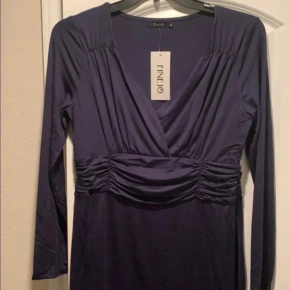Navy Ruched Waistband Dress XL New with tags